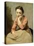 Woman in a Pink Blouse (Oil on Canvas)-Jean Baptiste Camille Corot-Stretched Canvas