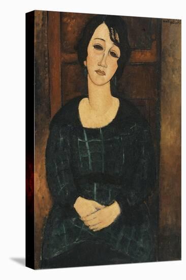 Woman in a Plaid Dress, 1916-Amedeo Modigliani-Stretched Canvas