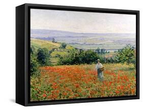 Woman in a Poppy Field-Leon Giran-max-Framed Stretched Canvas