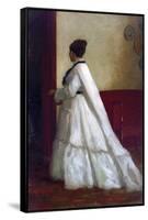 Woman in a White Dress-Eastman Johnson-Framed Stretched Canvas