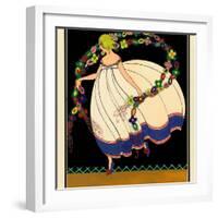 Woman in a wide dress, garland in the hands. Draughtsman: anonymous. Dating: c. 1910 - c. 1920. ...-null-Framed Premium Giclee Print