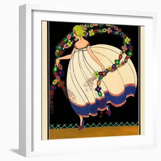 Woman in a wide dress, garland in the hands. Draughtsman: anonymous. Dating: c. 1910 - c. 1920. ...-null-Framed Premium Giclee Print