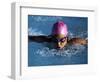 Woman in Action During a Butterfly Swimming Race-null-Framed Photographic Print