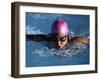 Woman in Action During a Butterfly Swimming Race-null-Framed Photographic Print