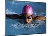 Woman in Action During a Butterfly Swimming Race-null-Mounted Photographic Print