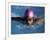 Woman in Action During a Butterfly Swimming Race-null-Framed Photographic Print