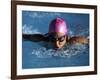 Woman in Action During a Butterfly Swimming Race-null-Framed Photographic Print