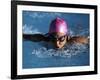 Woman in Action During a Butterfly Swimming Race-null-Framed Photographic Print