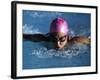 Woman in Action During a Butterfly Swimming Race-null-Framed Photographic Print