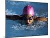 Woman in Action During a Butterfly Swimming Race-null-Mounted Photographic Print