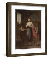 Woman in an Interior (Oil on Panel)-Eugene Carriere-Framed Giclee Print