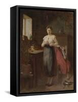 Woman in an Interior (Oil on Panel)-Eugene Carriere-Framed Stretched Canvas