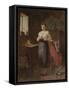 Woman in an Interior (Oil on Panel)-Eugene Carriere-Framed Stretched Canvas