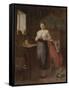 Woman in an Interior (Oil on Panel)-Eugene Carriere-Framed Stretched Canvas