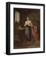 Woman in an Interior (Oil on Panel)-Eugene Carriere-Framed Giclee Print