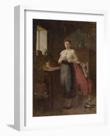 Woman in an Interior (Oil on Panel)-Eugene Carriere-Framed Giclee Print