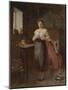 Woman in an Interior (Oil on Panel)-Eugene Carriere-Mounted Giclee Print