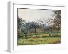 Woman in an Orchard, Autumn Morning, Garden at Eragny-Camille Pissarro-Framed Art Print