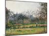 Woman in an Orchard, Autumn Morning, Garden at Eragny-Camille Pissarro-Mounted Art Print