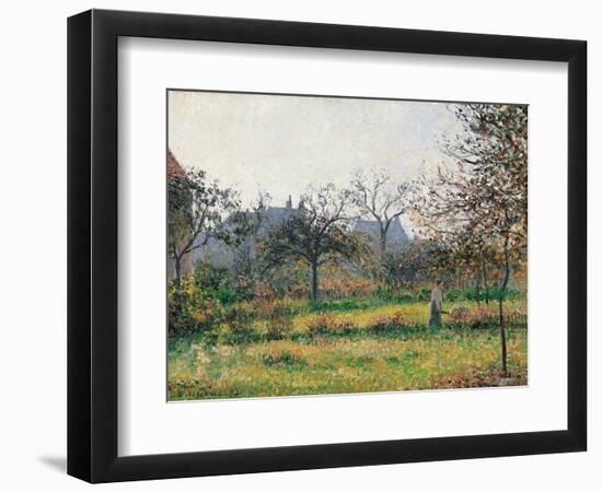 Woman in an Orchard, Autumn Morning, Garden at Eragny-Camille Pissarro-Framed Art Print