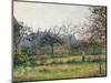 Woman in an Orchard, Autumn Morning, Garden at Eragny-Camille Pissarro-Mounted Art Print