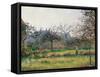 Woman in an Orchard, Autumn Morning, Garden at Eragny-Camille Pissarro-Framed Stretched Canvas