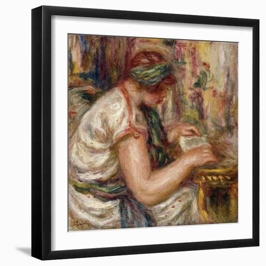 Woman in Arabic Dress Reading; Femme En Blouse Arabe Lisant, 1919-Pierre-Auguste Renoir-Framed Giclee Print