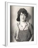 Woman in Backwards Cap and Bib Overalls-null-Framed Photo