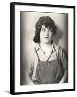 Woman in Backwards Cap and Bib Overalls-null-Framed Photo