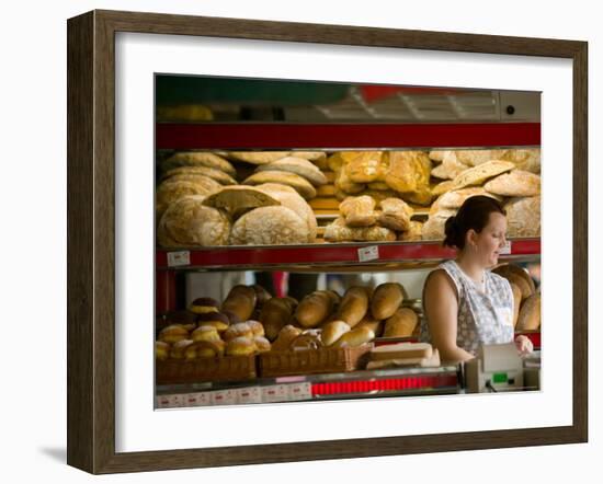 Woman in Bakery, Trogir, Croatia-Russell Young-Framed Photographic Print