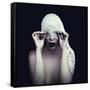 Woman in Bandage over Black Background-viczast-Framed Stretched Canvas