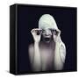 Woman in Bandage over Black Background-viczast-Framed Stretched Canvas