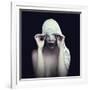 Woman in Bandage over Black Background-viczast-Framed Photographic Print