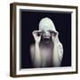 Woman in Bandage over Black Background-viczast-Framed Photographic Print