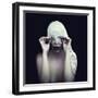 Woman in Bandage over Black Background-viczast-Framed Photographic Print