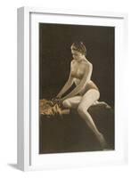 Woman in Bathing Suit with Crystal Ball-null-Framed Art Print