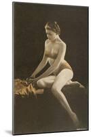 Woman in Bathing Suit with Crystal Ball-null-Mounted Art Print