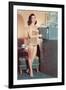 Woman in Bathing Suit with File Cabinet, Retro-null-Framed Art Print