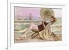 Woman in Beach Chair with Parasol-null-Framed Premium Giclee Print