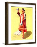 "Woman in Beach Outfit,"August 11, 1934-Charles A. MacLellan-Framed Giclee Print