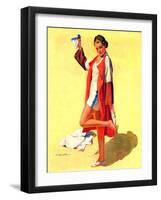 "Woman in Beach Outfit,"August 11, 1934-Charles A. MacLellan-Framed Giclee Print