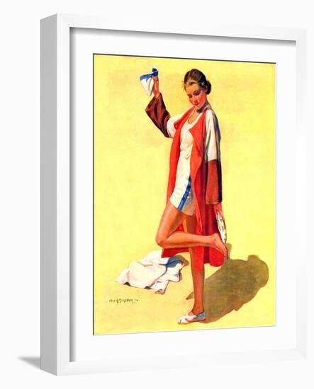 "Woman in Beach Outfit,"August 11, 1934-Charles A. MacLellan-Framed Giclee Print