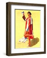 "Woman in Beach Outfit,"August 11, 1934-Charles A. MacLellan-Framed Giclee Print