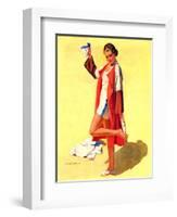 "Woman in Beach Outfit,"August 11, 1934-Charles A. MacLellan-Framed Giclee Print