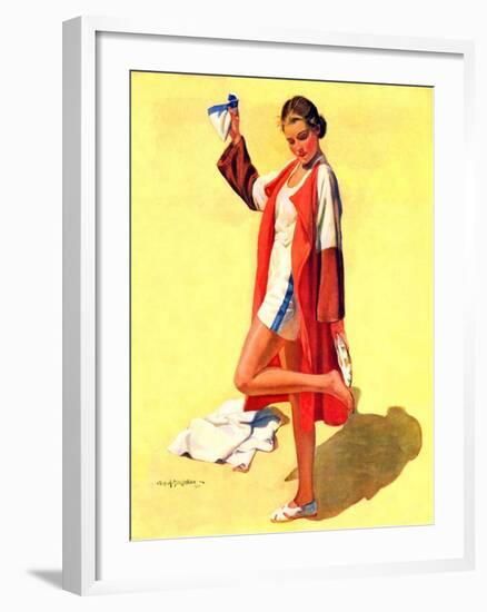"Woman in Beach Outfit,"August 11, 1934-Charles A. MacLellan-Framed Giclee Print
