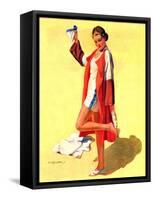 "Woman in Beach Outfit,"August 11, 1934-Charles A. MacLellan-Framed Stretched Canvas