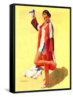 "Woman in Beach Outfit,"August 11, 1934-Charles A. MacLellan-Framed Stretched Canvas