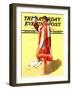 "Woman in Beach Outfit," Saturday Evening Post Cover, August 11, 1934-Charles A. MacLellan-Framed Premium Giclee Print