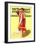 "Woman in Beach Outfit," Saturday Evening Post Cover, August 11, 1934-Charles A. MacLellan-Framed Premium Giclee Print