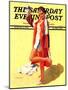 "Woman in Beach Outfit," Saturday Evening Post Cover, August 11, 1934-Charles A. MacLellan-Mounted Premium Giclee Print